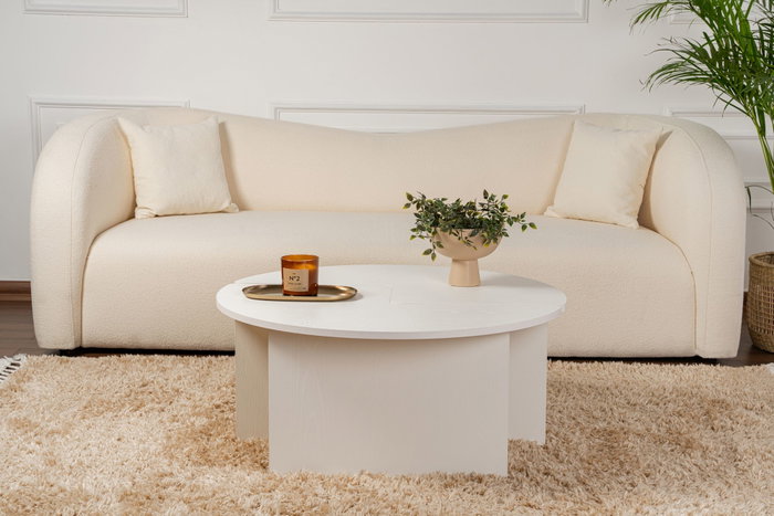 Nordure Mesa de Café Blanca de Madera Ø90x41cm 18mm Tablero de Partículas Melamina